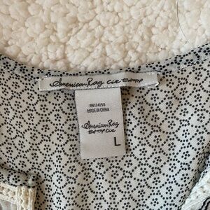 American Rag Women's Black and Cream Patterned Intimate Top